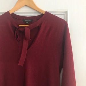 Merino wool tie neck tunic